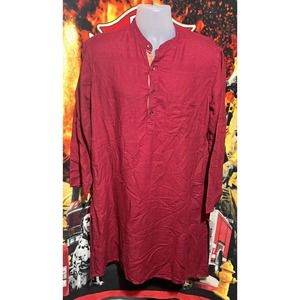 Fabindia Linen Cotton Button‎ Shirt Red Mens 38